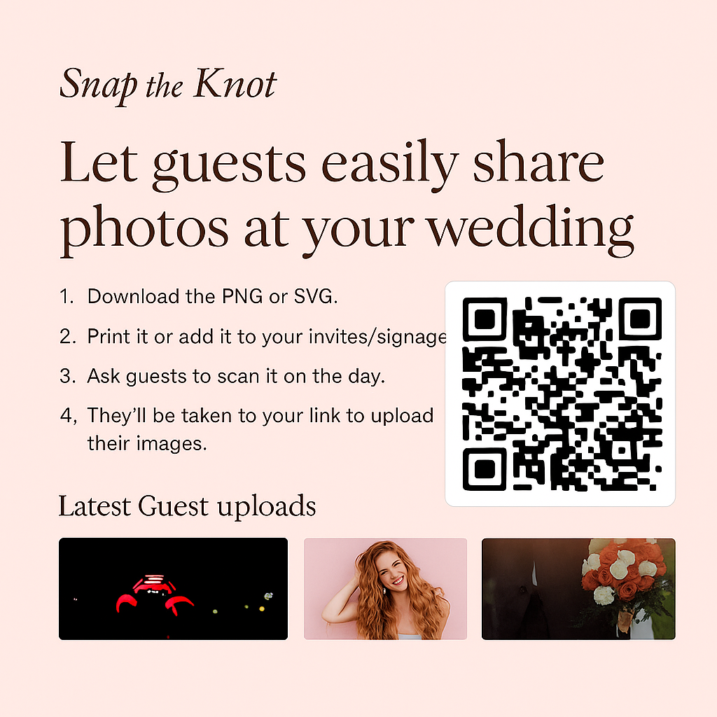 Snap the Knot QR showcase on phone and laptop